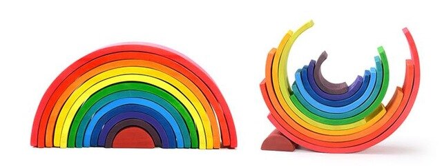 Wooden Toy Rainbow Blocks Montessori